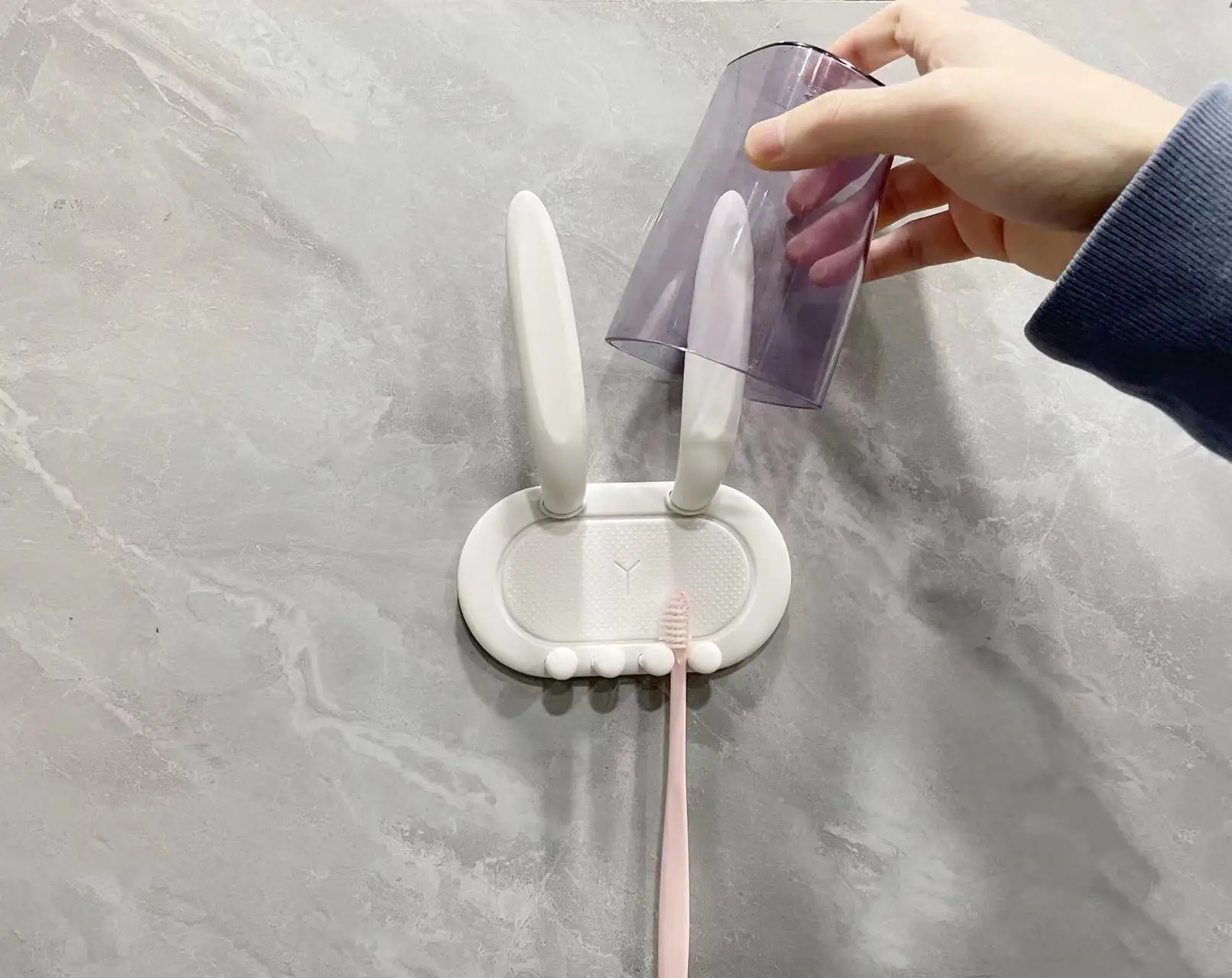 

Universal Toothbrush Rabbit Hook ABS Traceless Paste Bathroom Toilet Kitchen Door Wall Storage Tool Wall-Mounted Toothbrush Hook