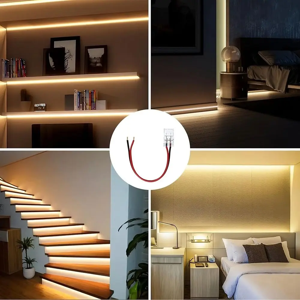 Фото Набор из 5 шт. 2/3-контактных COB LED-коннекторов для подключения ленты к проводу, 8/10 мм, мини-зажимы, беспаечные соединители для светодиодных лент №4