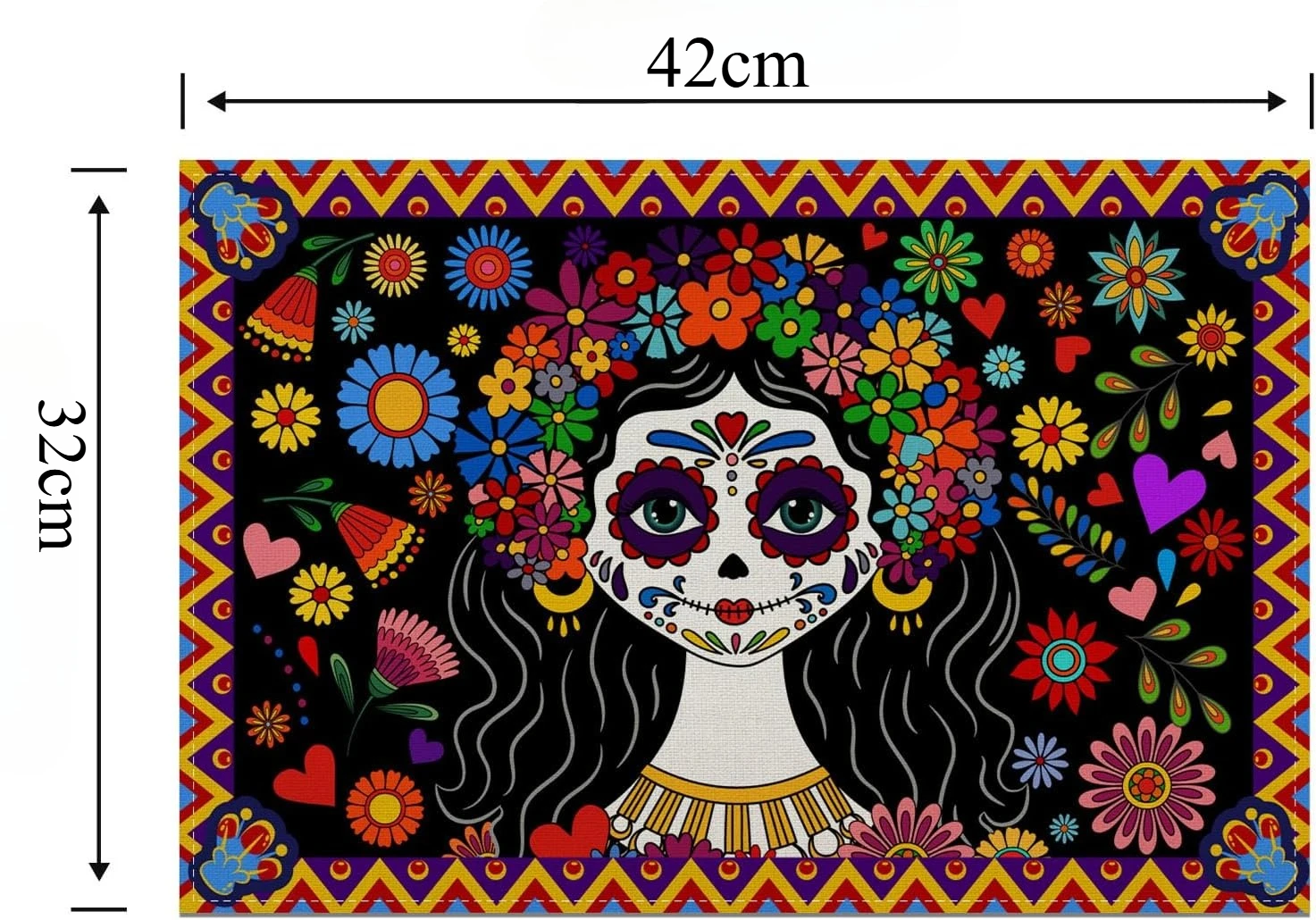 Мексиканский день мертвых салфетки с сахарным черепом Мексика Dia De Los Muertos Настольные коврики Праздничный домашний декор для вечеринки Декор кухонного стола (art.: 3920cf50bac8a) - 3920cf50bac8a
