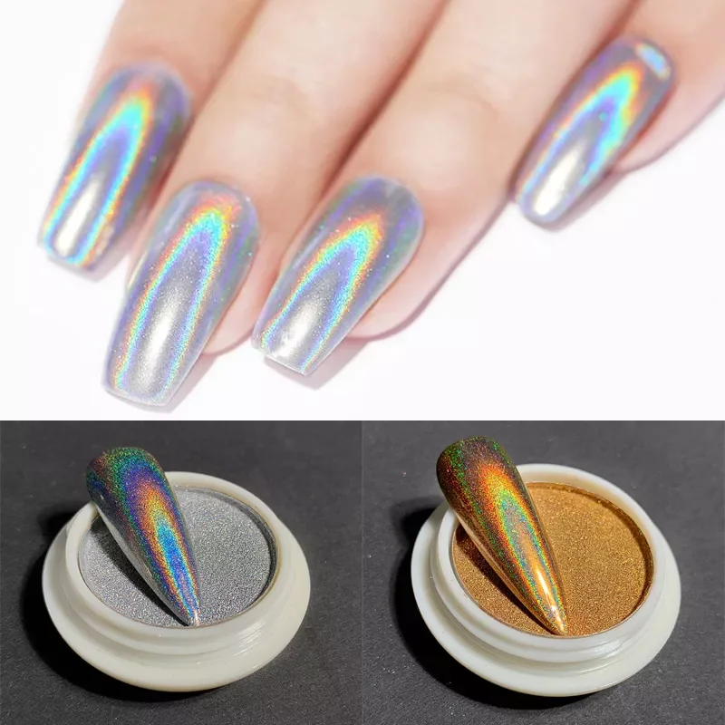 

Nail Powder Chrome iridescent Mirror Glitter Nail Art Design Pigment Rub Dust Flakes Decorations Brush Manicuring