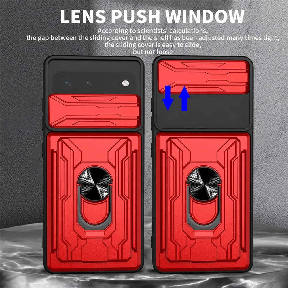 

Pixel 6 Case for Google Pixel 6 Case Pixel 6 Pro Card Bag Ring Stand Camera Protection Phone Cover for Pixel 6 Pixel6 6pro Coque