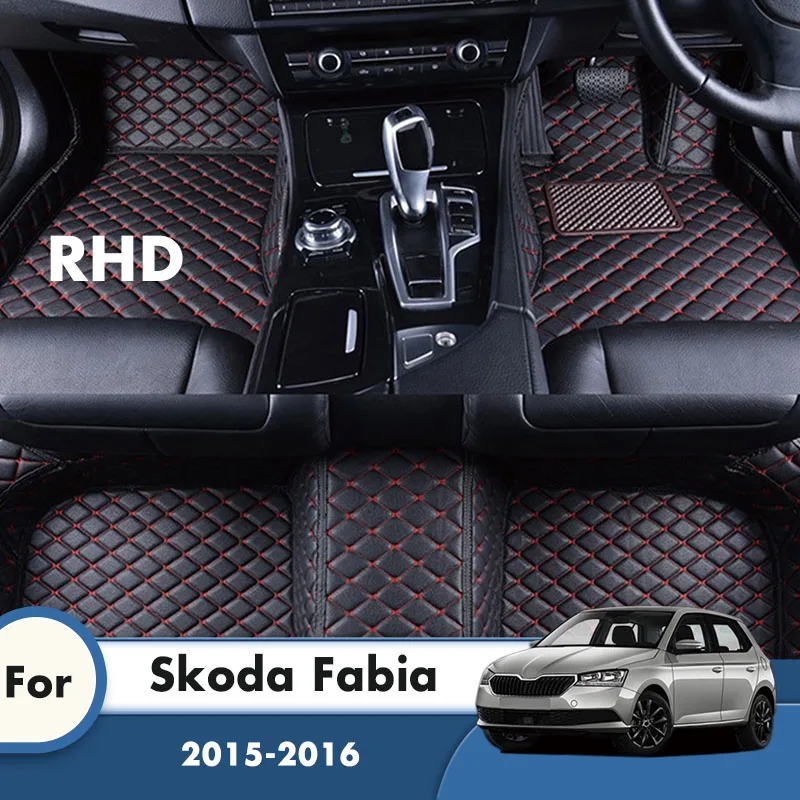 

Коврики RHD, коврики для Skoda Fabia 2016 2015, автомобильные коврики из искусственной кожи, накладки на ножки, автомобильные аксессуары, крышка интерьера