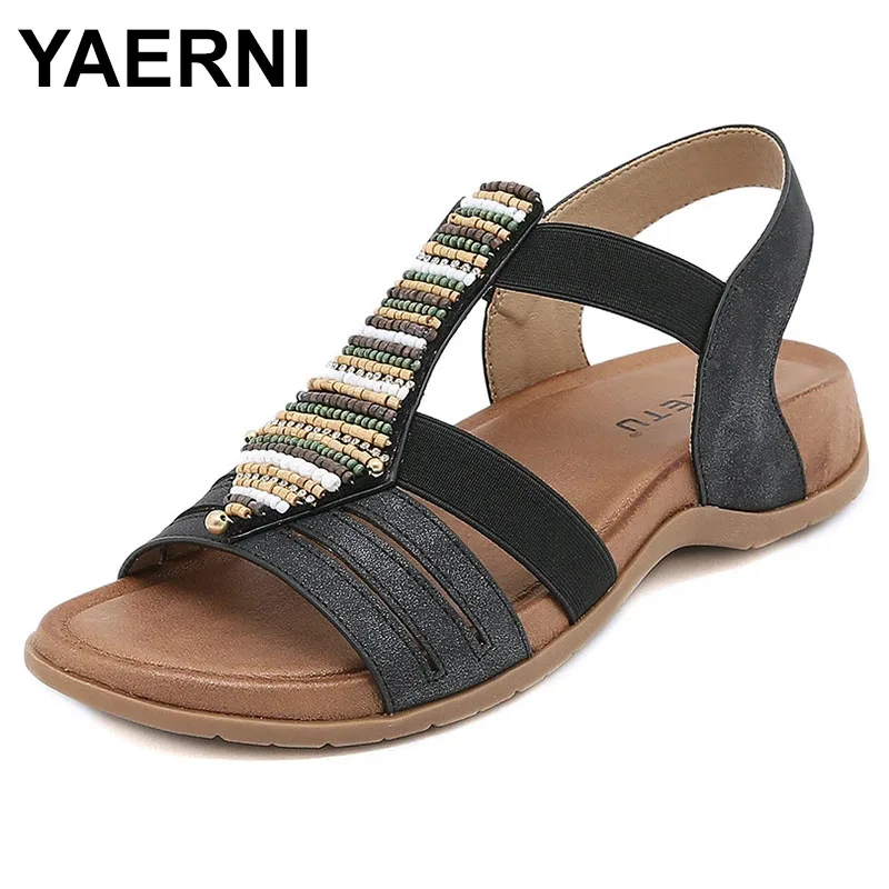 

Summer Shoes Women Sandals Flat Bohemian Beach Sandals Ladies Summer Holiday Shoes Pink Black A4608 sapatos femininos