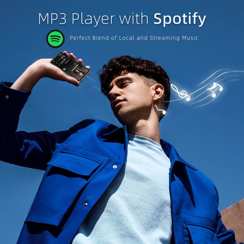 Bluetooth MP3-плеер MP4 Android с Wi-Fi, потоковая передача Spotify, lossless FLAC WAV WMA, 50 часов воспроизведения, карта TF 128 ГБ (art.: 3920da85b8253) - 3920da85b8253