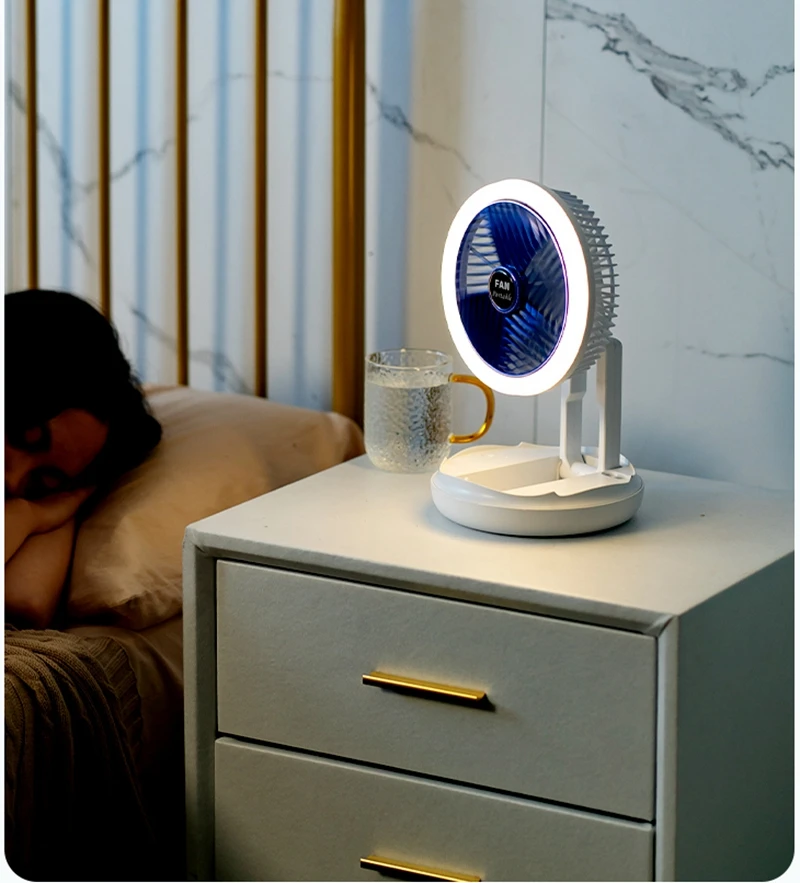 

4 скорости портативный USB Перезаряжаемый вентилятор офисный настольный домашний складной телескопический ночсветильник вентилятор охлажд...