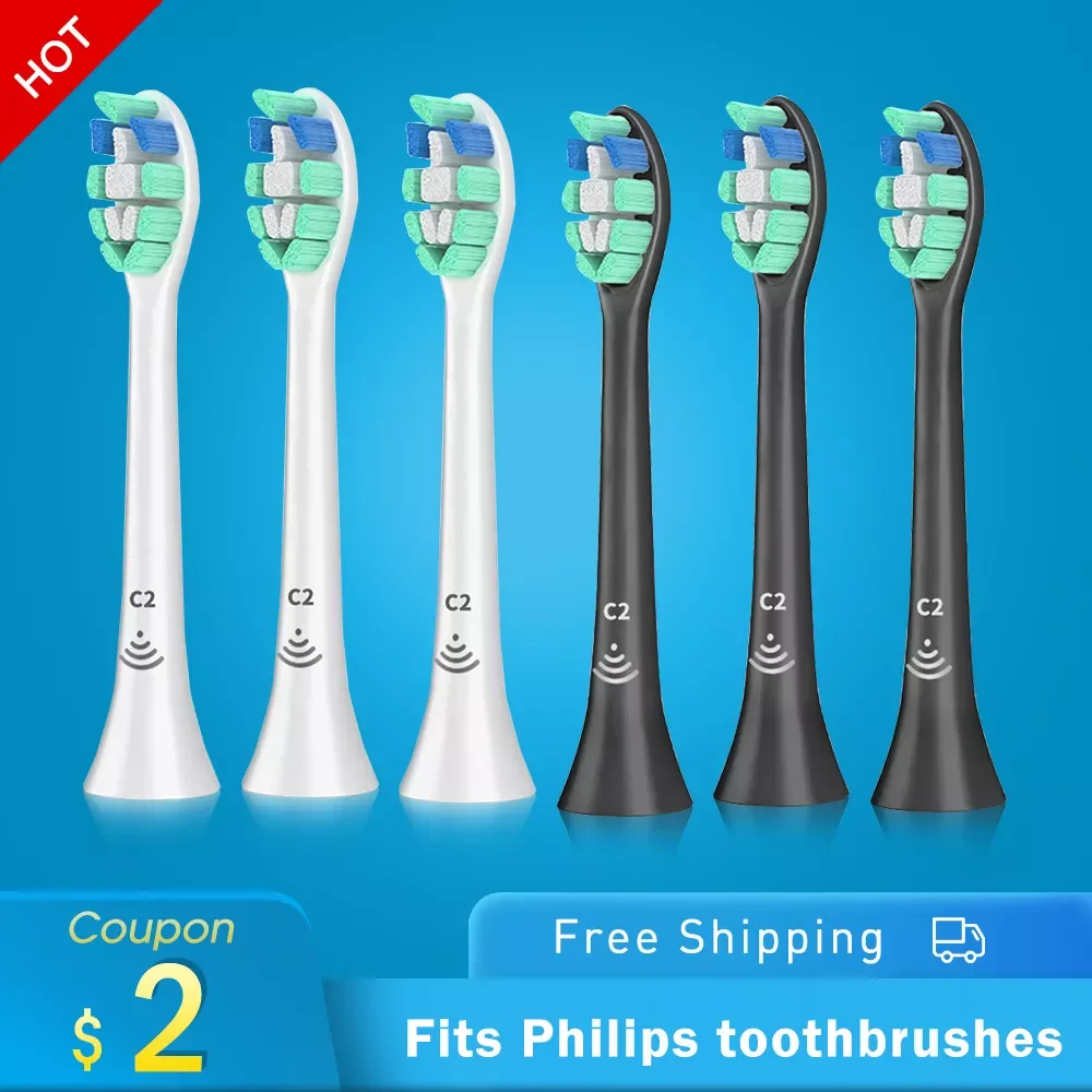 

For Philips Sonicare Toothbrush Heads Optimal Plaque Defense White,Black HX9023/67 Replaceable Brush Heads For Essence