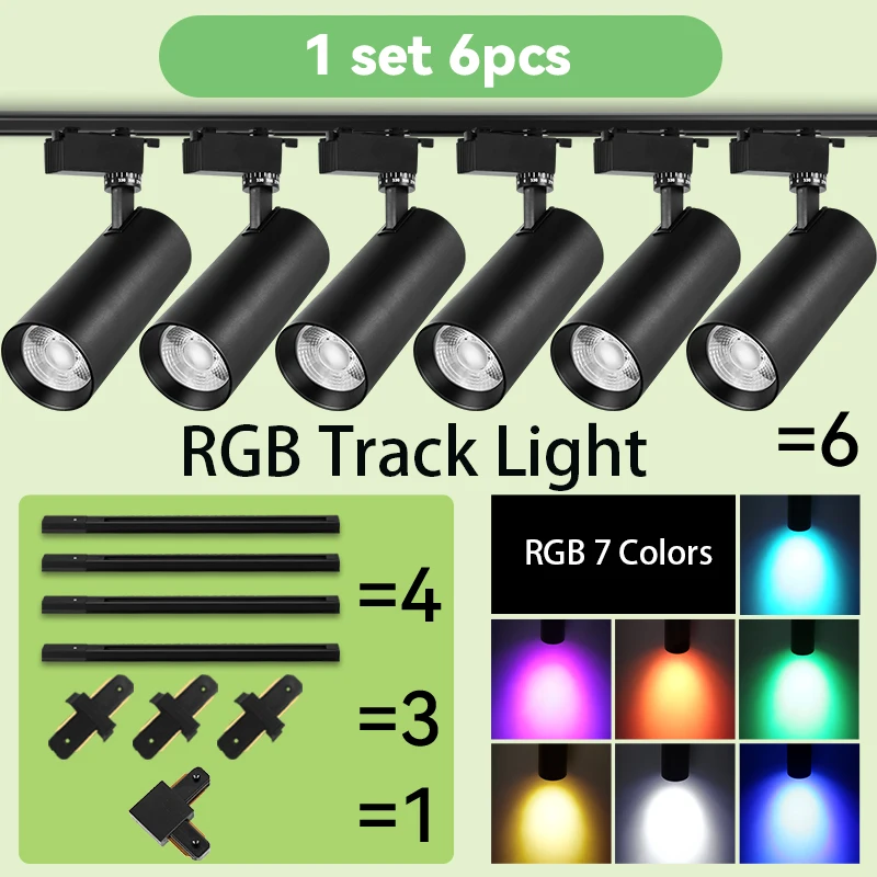 Набор светодиодных трековых светильников RGB, праздвечерние чный светильник 7 цветов, прожсветильник для дискотеки, диджея, бара, караоке