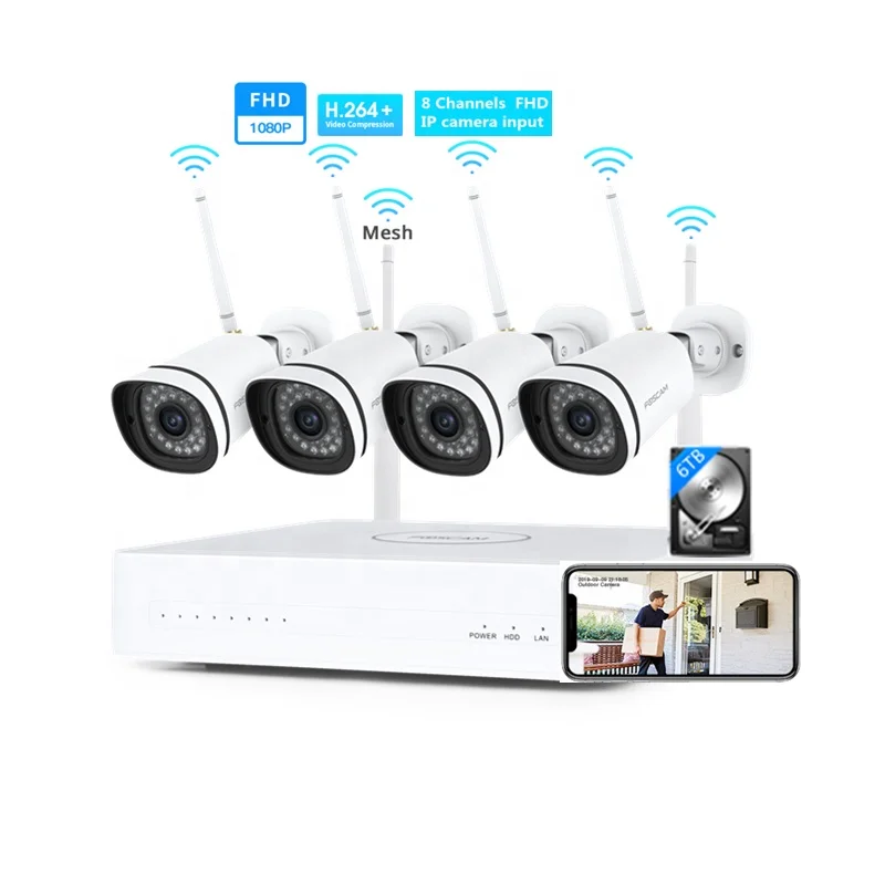 

IP-камера наружного видеонаблюдения с ночным видением, 1080p, 4/8 каналов