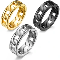 men women 316l stainless steel sturdy cuban link chain ring spinner rings 7mm wide band drop shipping