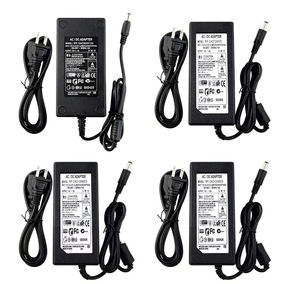 Фото Универсальный трансформатор DC12V 24V 1A-10A, блок питания AC110-240V с вилками EU, US, AU, UK для светодиодных лент и конвертеров №4