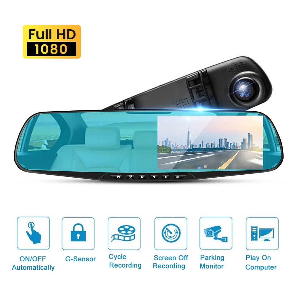 

Fellostar 4.5'' HD 1080P car video Recorder dash cam DVR Camera G-Sensor Motion Detection parking Monitor Dash cam Dual Lens
