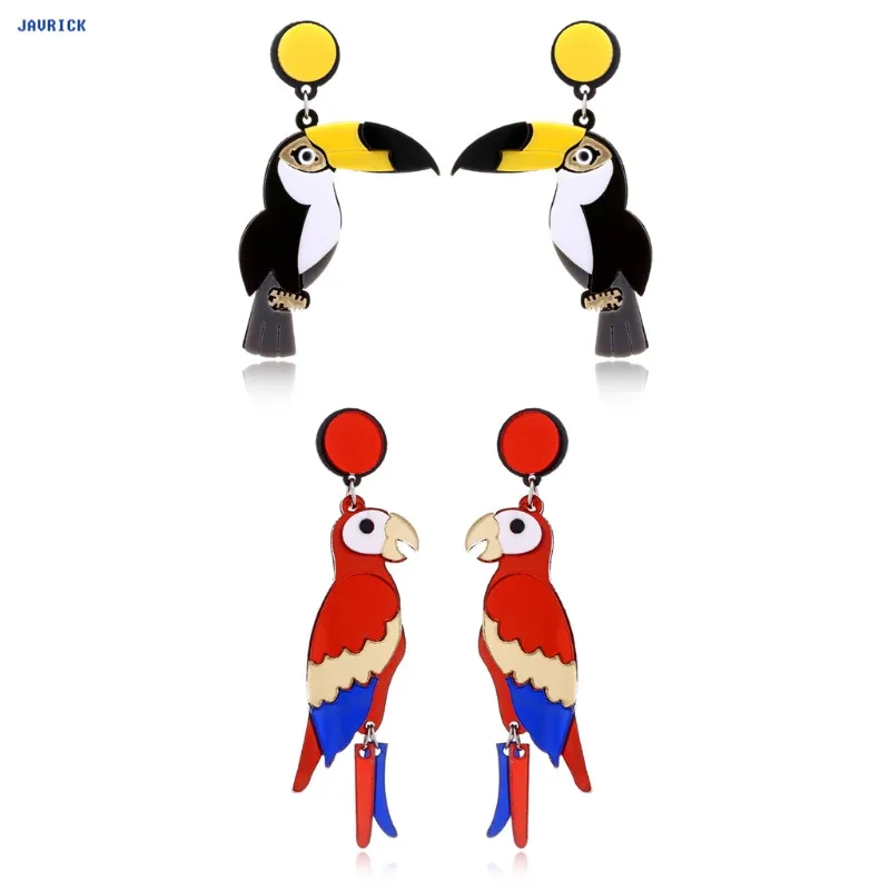 

JAVRICK Cute Parrot Drop Earrings For Women Punk Hip Hop Animal Bird Parrot Earrings Trendy Ear Jewelry