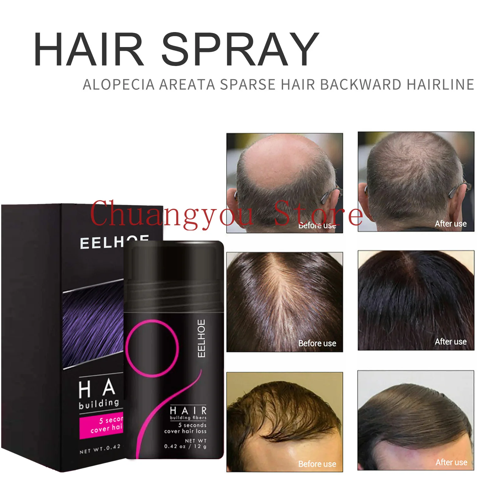 

Hair Building Fiber Applicator Spray Instant Salon Hair Treatment Keratin Powders Hair Regrowth Fiber Thickening 10 color