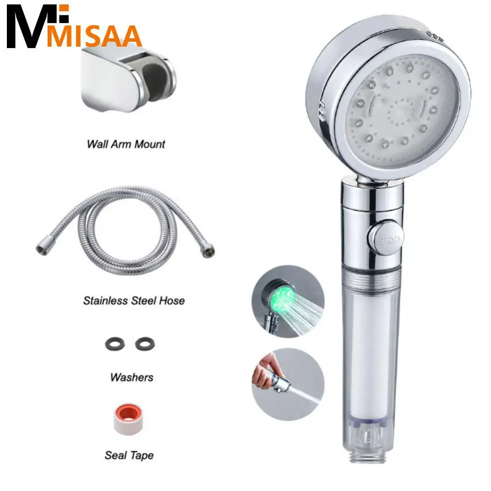 

Led Light Shower Head Household High Pressure Spa Rain Automatically Color-changing 360 ° Rotation Bathroom Supplies Universal