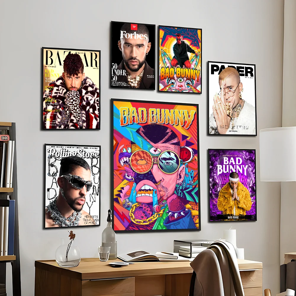 Pop Hip Hop Rapper B-Bad B-Bunny Good Quality Prints And Posters HD Poster Wall Art Painting Study Home Decor