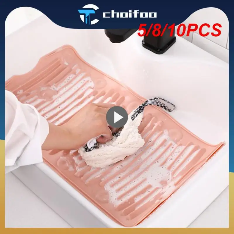 

5/8/10PCS Portable Silicone Scrubbers Laundry Mat Washing Board Non Slip Multifunctional Foldable Scrubbing Board Clean Tool