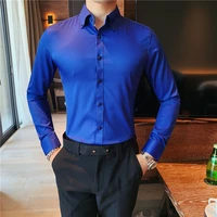 2022 autumn new solid long sleeve dress shirt men clothing simple slim fit casual formal wear office blouse homme hot size s 4xl