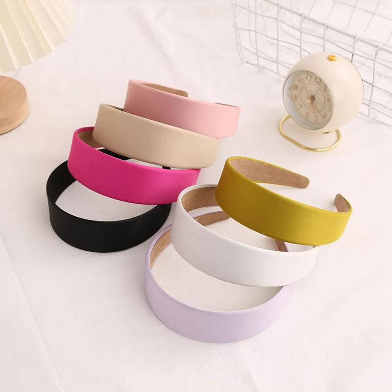 

4cm Women Wide Hair Hoop Girls Black Candy Color Headband wash face Hairband Headwear Hair Accessories