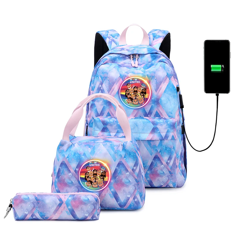 

3pcs/set Fashion Now United School Bags For Teenager Women Men USB Charging Travel Backpack Mochila Children Casual Book Bags