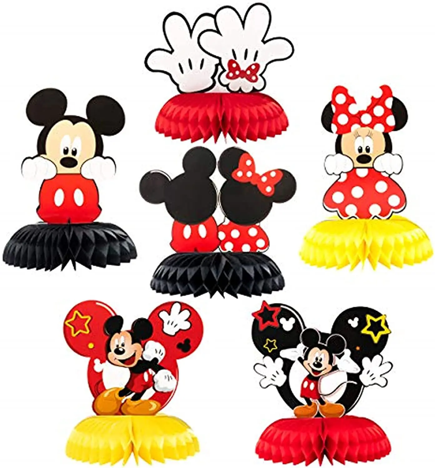 

Disney Mickey Mouse paper honeycomb ornament baby shower or barithday party decoration kid favor Party Tabletop Decorations Set