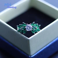 mh real s925 sterling silver create diopside gemstone ring for woman engaged wedding party girls luxury mom ring fine jewelry