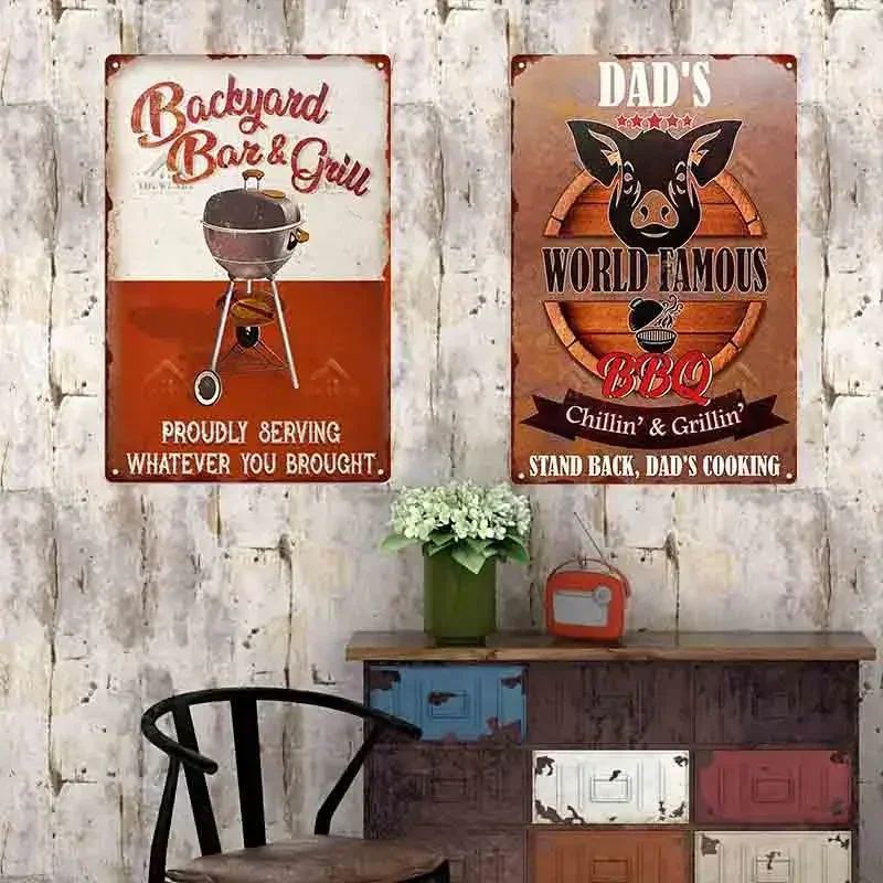 Винтажная Металлическая Табличка Для Барбекю Классический Настенный Декор