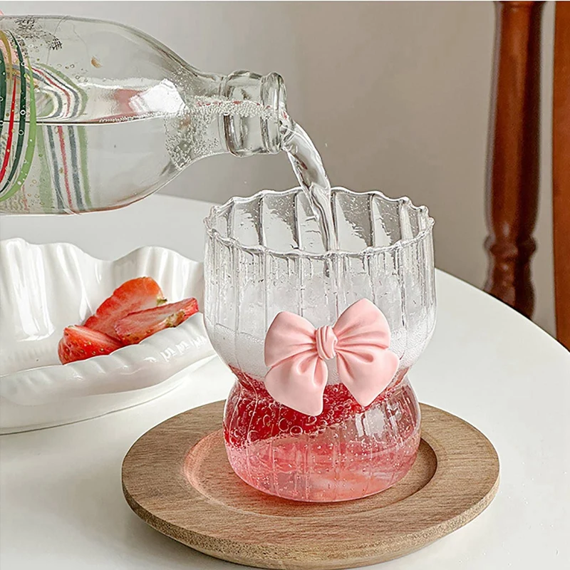 Винтажная Ребристая Стеклянная Чашка С Бантом И Волнистым Дизайном Для