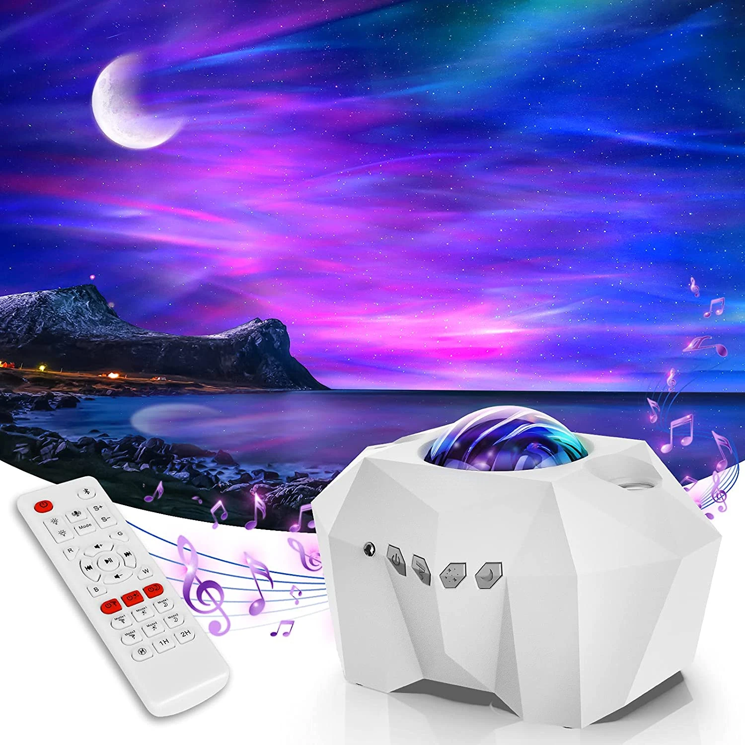 Northern Lights Remote Control Star Projector Night Light Projector for Kids Adults Bluetooth Music for Bedroom Party Home Decor