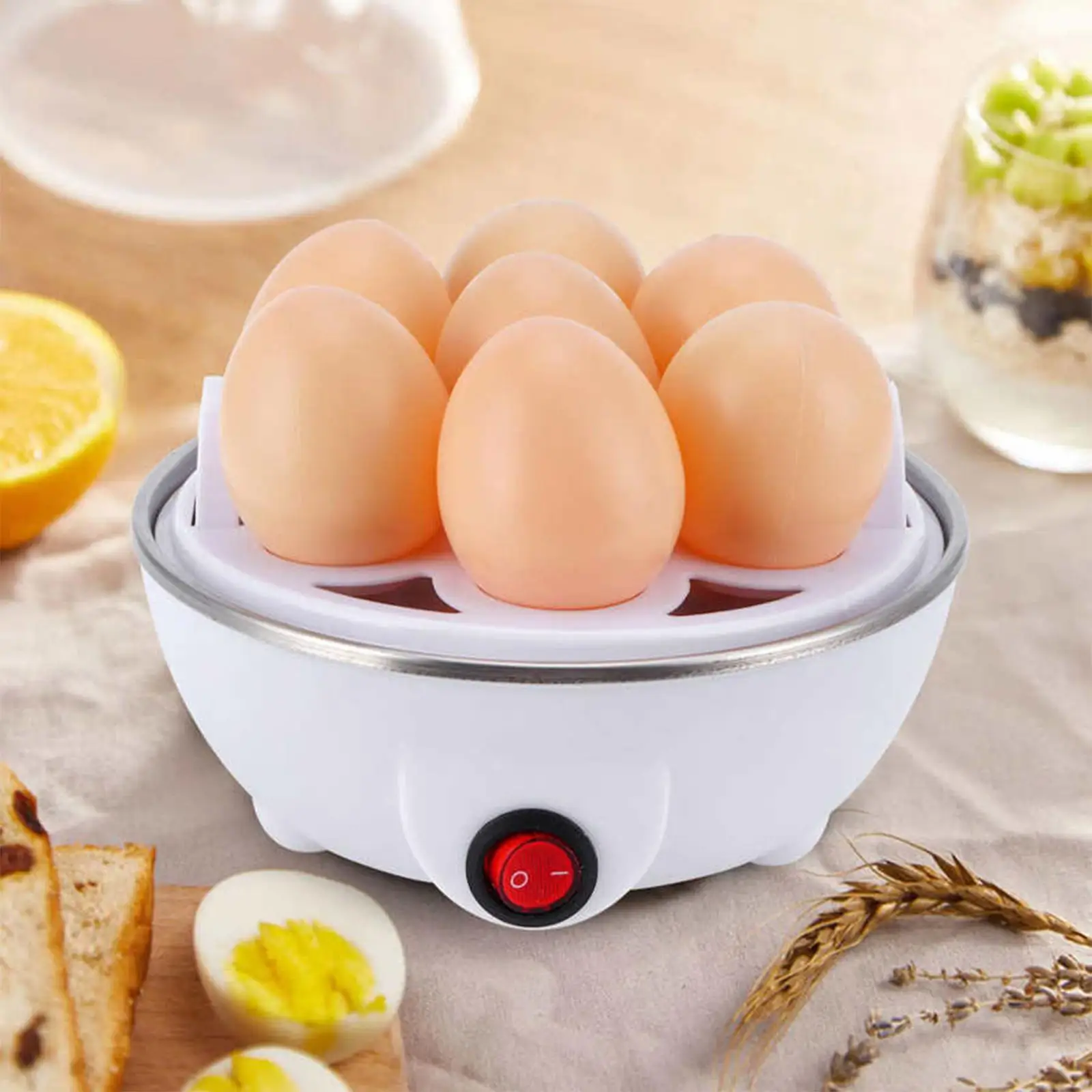 Egg Cooker 220V EU Plug Hard Boiled Multifunction Steaming Egg Reusable High Temperature Steamer Anti Slip Base Egg Boiler