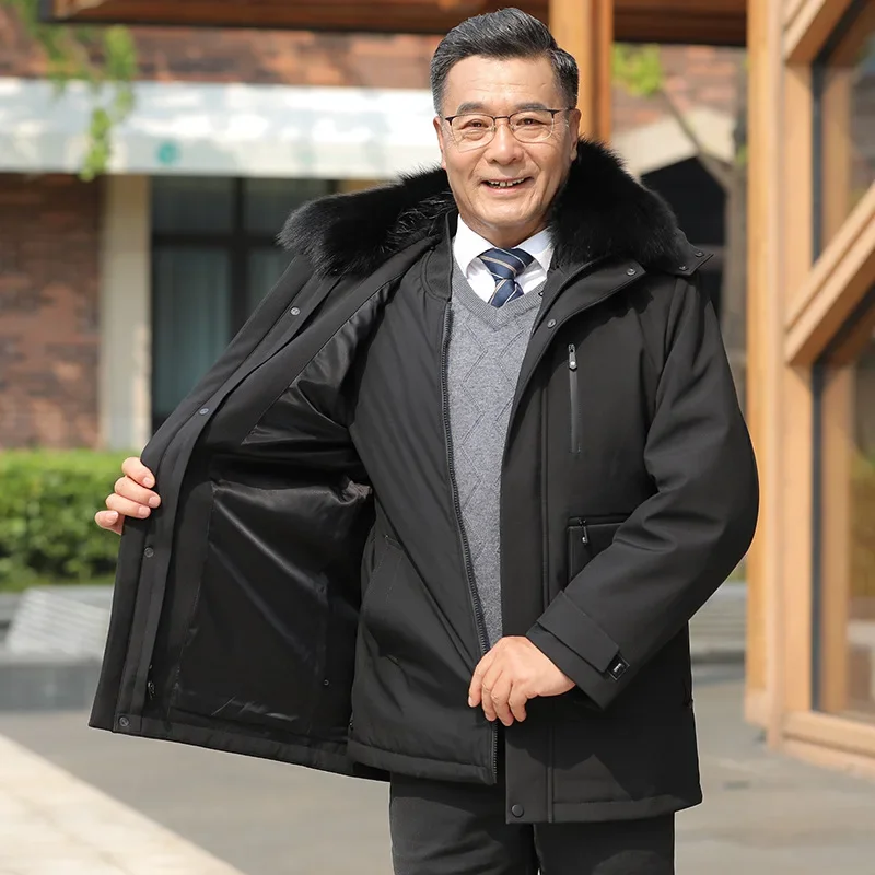 Утолщенное пуховое пальто для мужчин среднего и пожилого возраста повседневная