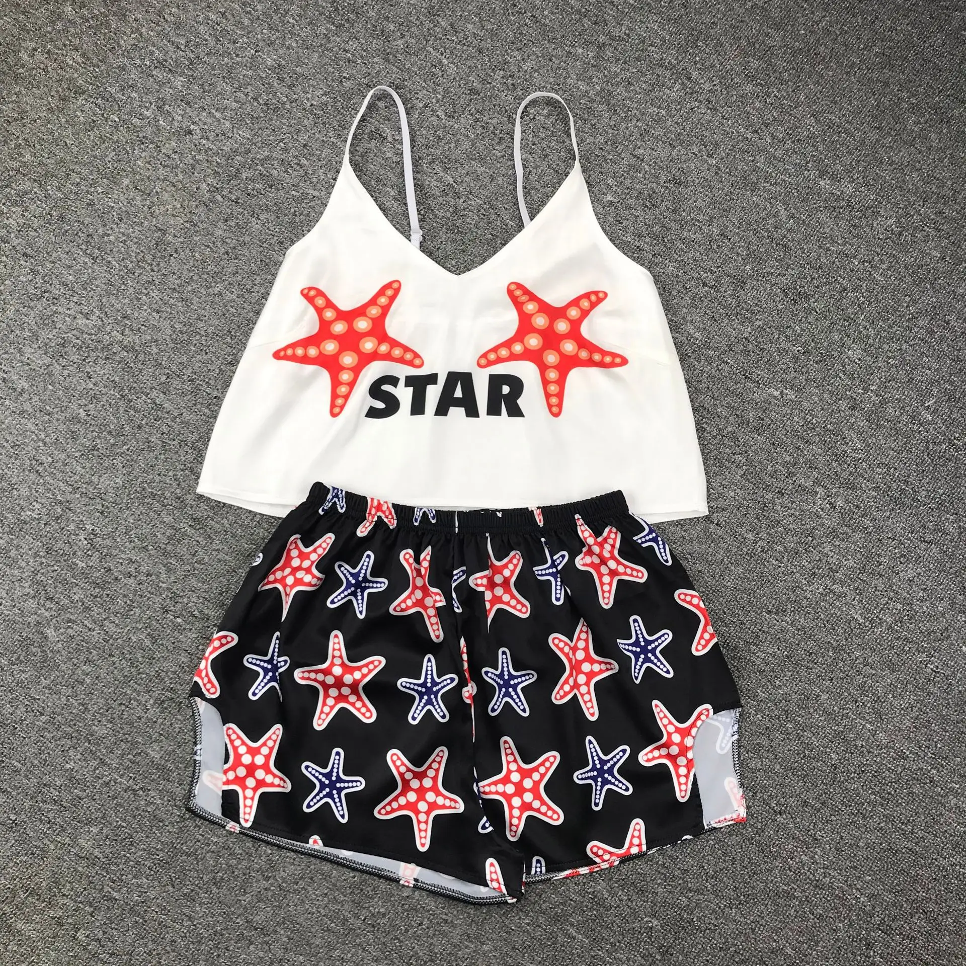 New Sexy Pijamas Women Pajama Set Silk Home Suit Animal Print V Neck Pyjama Woman Strao Loose Sleepwear Kigurumi Unicorn Cat