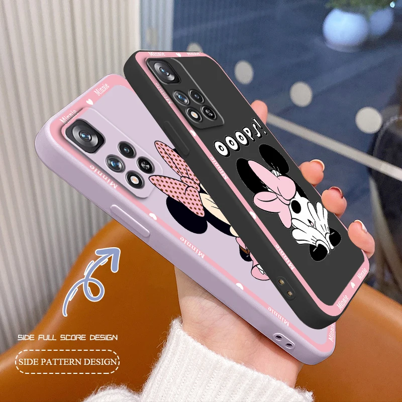 

Liquid Rope Soft Cover Pink Minnie Mouse Art Phone Case For Xiaomi Redmi Note 11 11S 11T 10S 10 9S 9T 9 8T 8 Pro Plus 5G