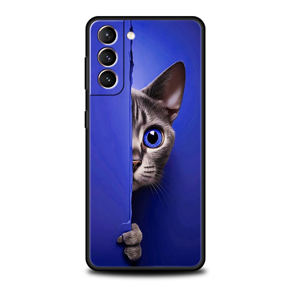 Фото Чехол для телефона Cut Cat для Samsung Galaxy S24 S23 S22 S20 S21 FE Ultra S10 S10E S9 S8 Plus 5G Силиконовый мягкий чехол Coque Capas Сумки №3