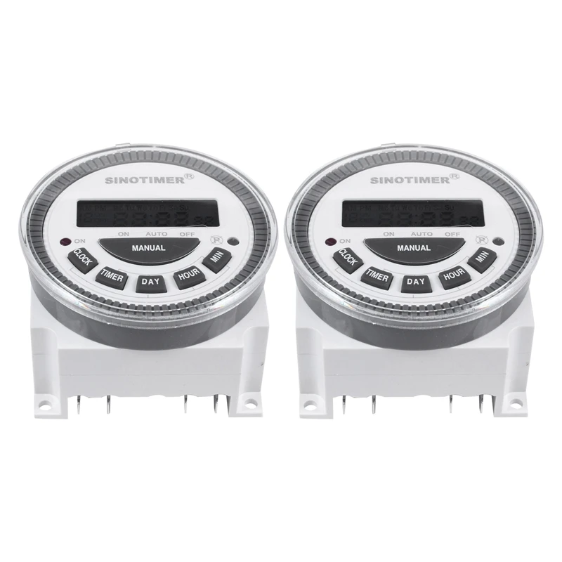 

2X SINOTIMER Tm-619H-2 230Vac 7 Days Weekly Programmable Digital Timer Lighting Switch Output 220V Voltage