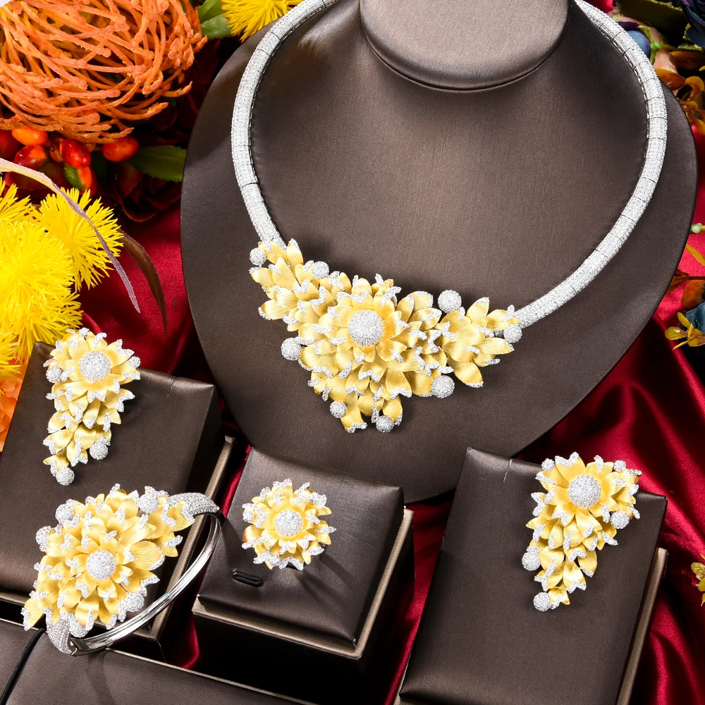 

GODKI известный бренд цветок африканских Дубай ювелирные наборы для женщин Свадебная вечеринка Циркон Свадебные ювелирные изделия подарок