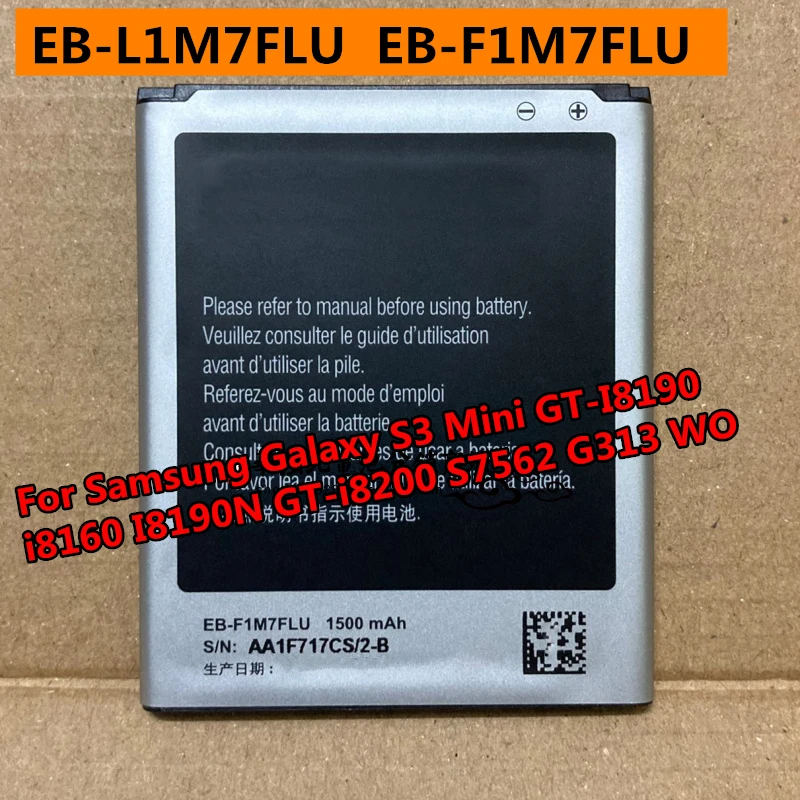 

Оригинальный телефон, аккумулятор 1500 мАч для Samsung Galaxy S3 Mini SIII Mini EB-L1M7FLU i8160 I8190N EB-F1M7FLU S7562 G313 WO