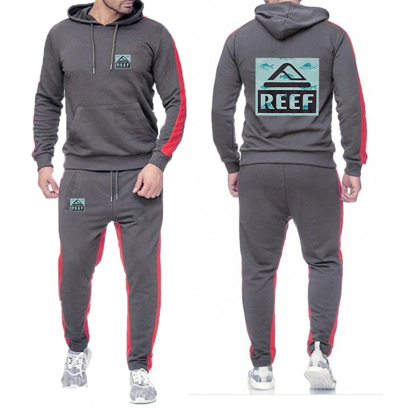 

Reef 2023 men's new spring and autumn hoodie sweatpants suit Harajuku coat sports comfort and leisure suit