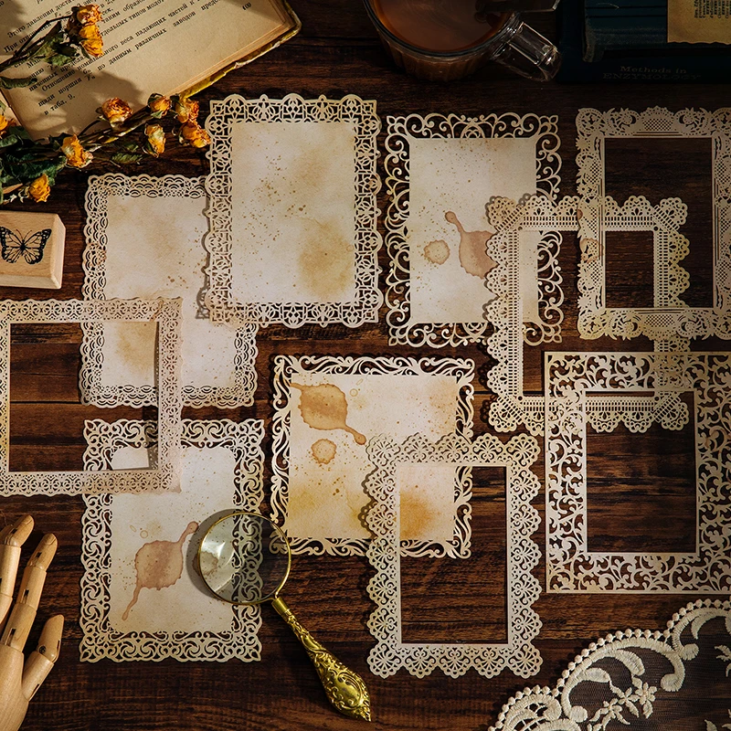 Dimi 10 шт. тихий год кружева винтажный материал бумага желтая полая бабочка ретро DIY
