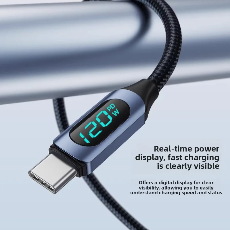 Фото USB C-кабель для передачи данных PD 120 Вт, шнур для быстрой зарядки телефона, зарядное устройство для iPhone 17 16 15 Samsung Huawei Macbook C To C, кабель для быстрой зарядки №2