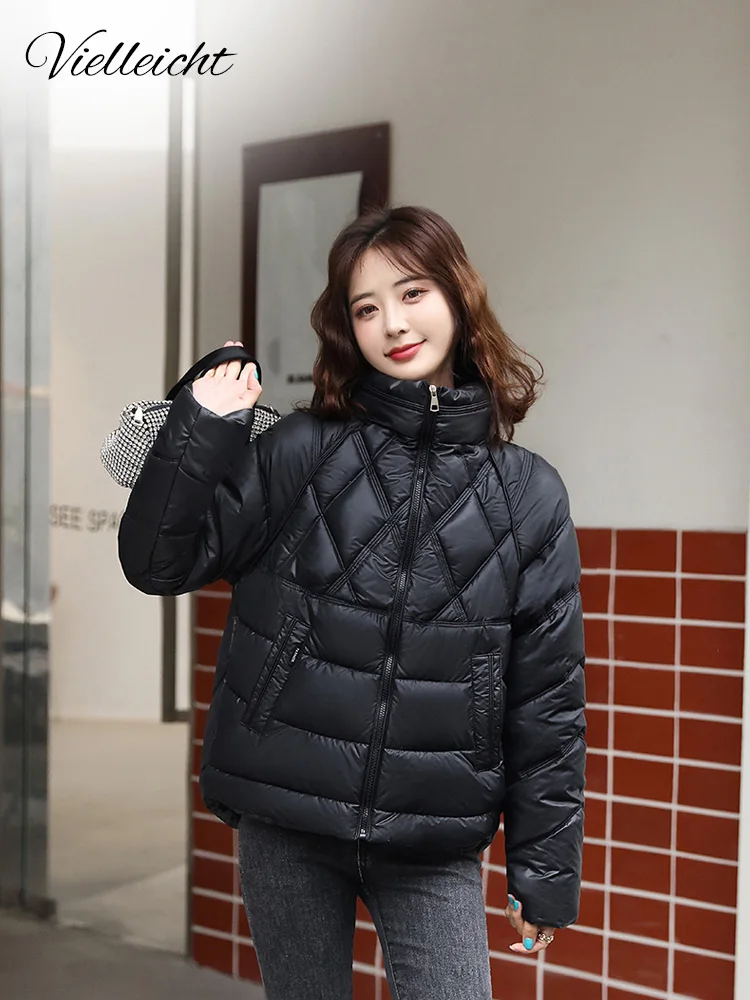 Vielleicht Stand Collar Women Autumn Winter Outwear Jacket Solid Sweet Casual Students Padded Jackets Women Winter Coat Clothes