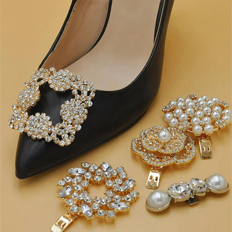 

1 Pair Lady Removable Rhinestone Pearl Shoe Clip Shoe Buckle High Heel Charm DIY Shoes Decor Accessories