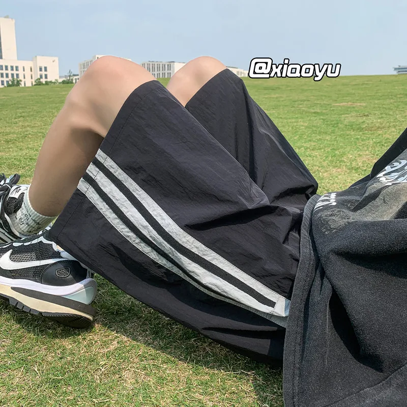 Шорты из ледяного шелка мужские летние тонкие модные брендовые брюки с тремя