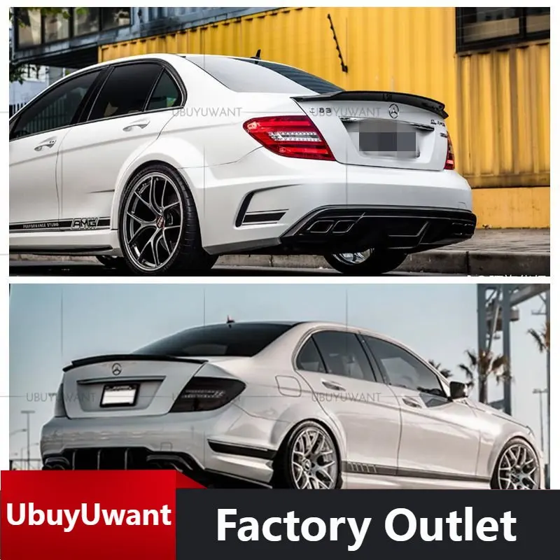 

Задний спойлер для крышки багажника автомобильного крыла Ducktail для Mercedes Benz C Class W204 C180 C200L C63 4 Двери Седан 2008-2014 углеродное волокно