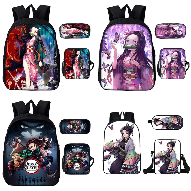 

3pcs Anime Demon Slayer Kimetsu No Yaiba Cosplay Schoolgirl Schoolbag Backpack Nezuko Tanjirou Canvas Bag Backpack Boy Girl Gift