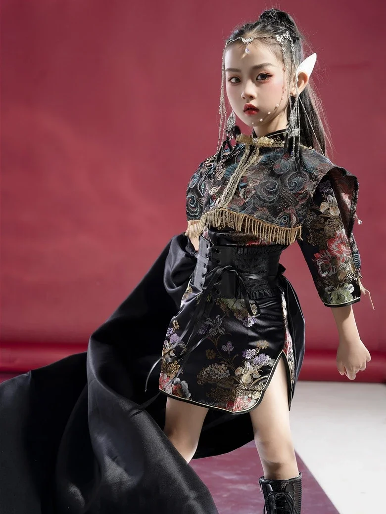 Жилет Guochao для девочек Cheongsam со шлейфом модель в китайском стиле подиум модное