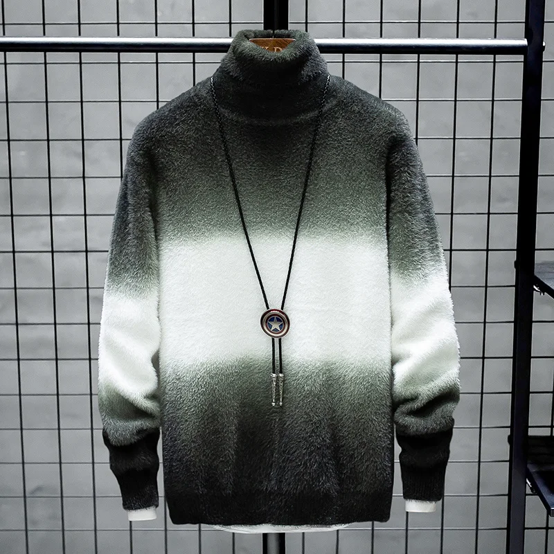 Свитер мужской зимний с высоким воротом плотный теплый брендовый водолазка