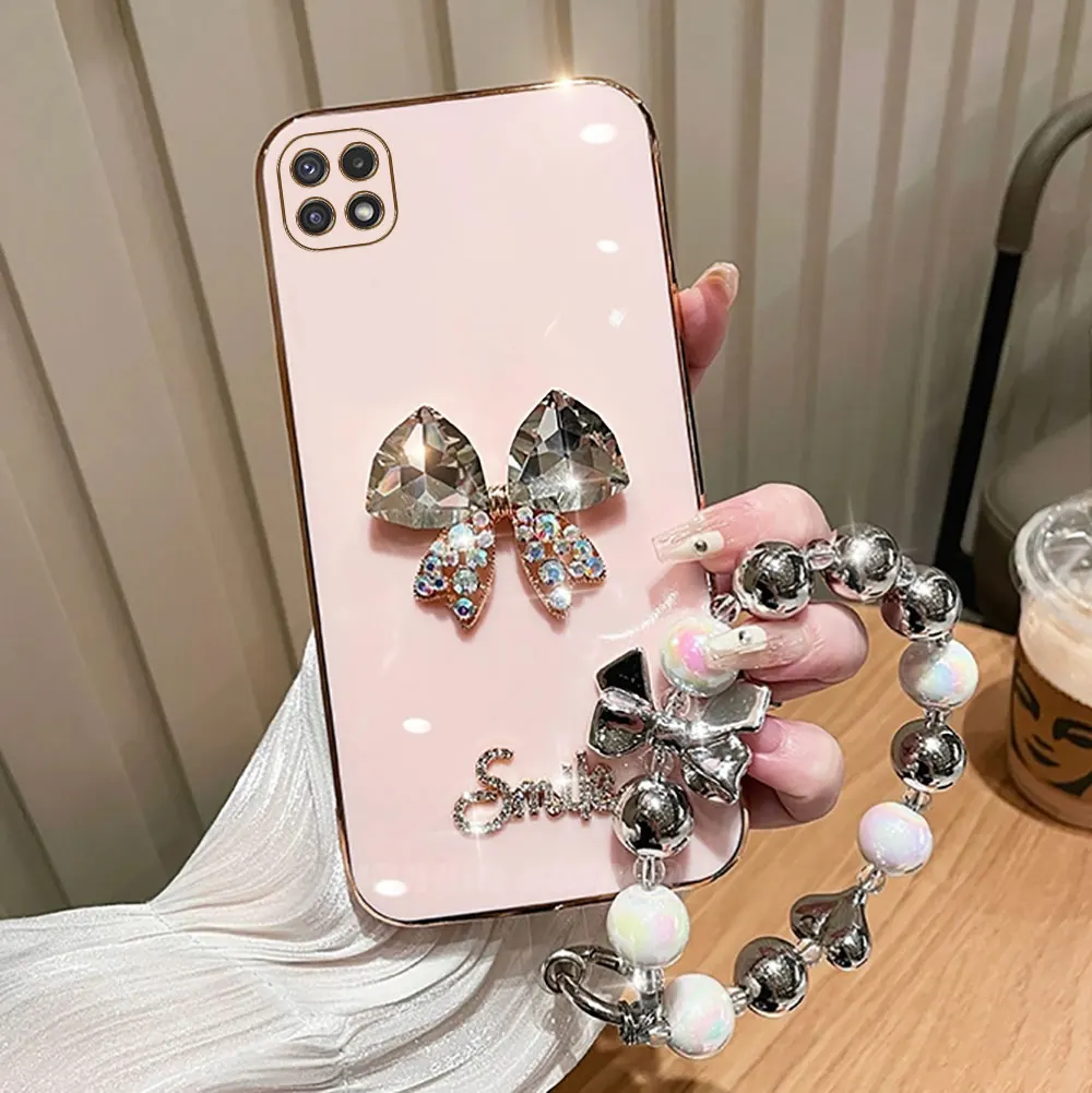 Чехол для телефона с жемчужным бантом и ремешком на руку Samsung Galaxy Wide 5 A22 F42 5G A22s