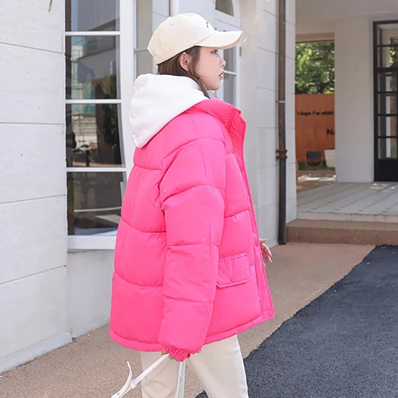 Winter Jacket Stand Collar Parkas For Women 2022 Casual Warm Thicken Basic Coat Cotton Padded  Parka Ladies Chic Outwear