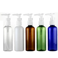 5pcs 100ml refillable 5 color available squeeze plastic lotion bottle with white pump sprayer pet plastic portable lotion bottle