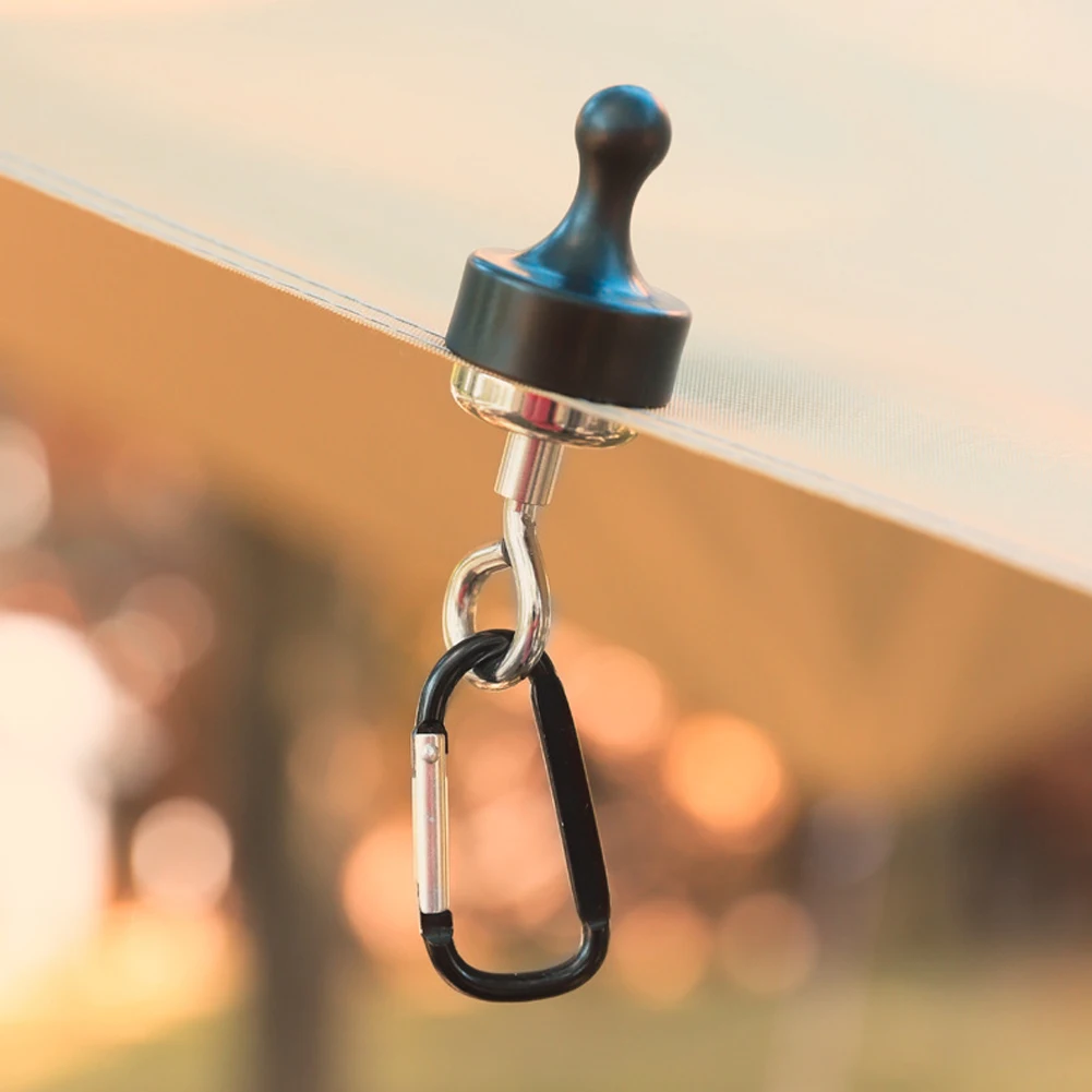 

Outdoors Strong Magnetic Hooks Tent Camping Light Hang Device Multipurpose Neodymium Magnet Hook With D Mountaineering Buckle